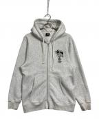 stussyステューシー）の古着「WORLD TOURWORLD ZIP HOODIE」｜グレー