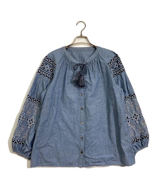 Leilian（レリアン）Leilian (レリアン) 刺繍ブラウス ブルー サイズ:11の古着・服飾アイテム