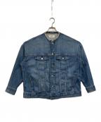 Healthy DENIMヘルシーデニム）の古着「ノーカラーデニムジャケット」｜ブルー