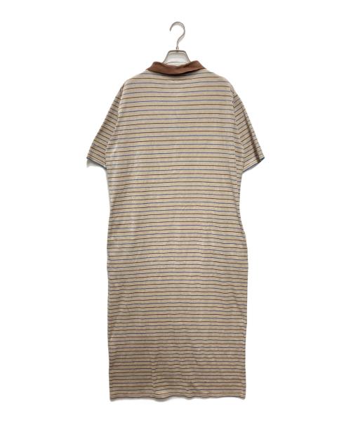 6(ROKU) BEAUTY&YOUTH（ロク ビューティーアンドユース）6(ROKU) BEAUTY&YOUTH (ロク ビューティーアンドユース) ボーダーベロアワンピース ベージュ サイズ:38の古着・服飾アイテム