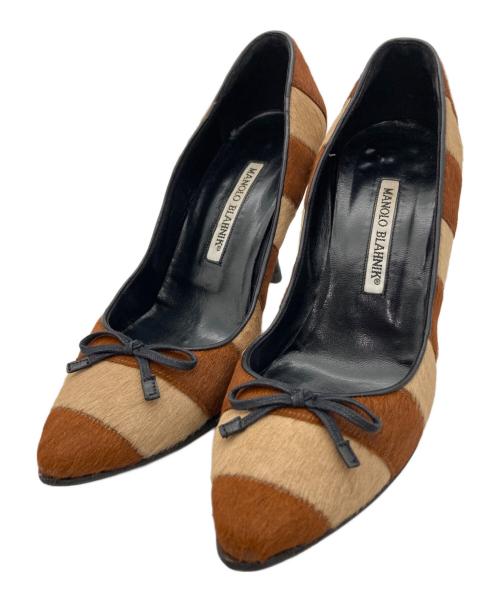 Manolo Blahnik（マノロブラニク）Manolo Blahnik (マノロブラニク) ハラコパンプス ブラウン サイズ:36の古着・服飾アイテム