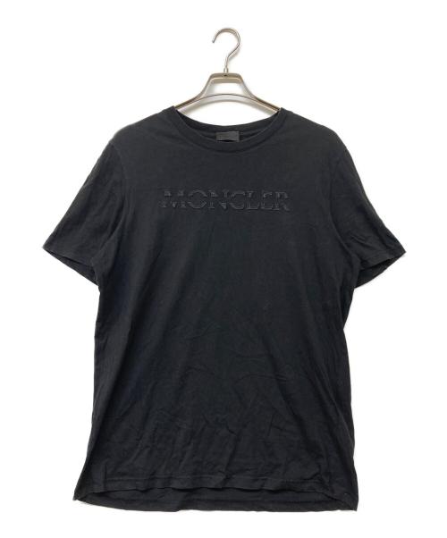 MONCLER（モンクレール）MONCLER (モンクレール) 立体ロゴ刺繍クルーネックTシャツ ブラック サイズ:Ｍの古着・服飾アイテム