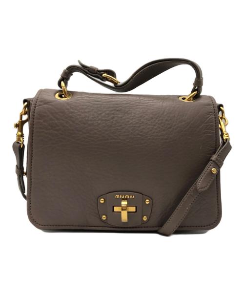 MIU MIU（ミュウミュウ）MIU MIU (ミュウミュウ) ターンロックサッチェルバッグ グレーの古着・服飾アイテム