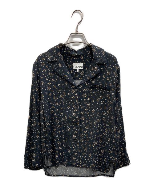 GANNI（ガニー）Ganni (ガニー) フラワープリントオープンカラーシャツ ブラック サイズ:34の古着・服飾アイテム