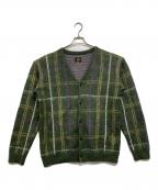 Needlesニードルズ）の古着「チェックモヘアカーディガン」｜グリーン