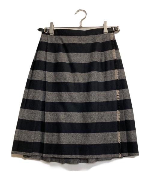 O'NEIL OF DUBLIN（オニールオブダブリン）O'NEIL OF DUBLIN (オニールオブダブリン) チェックラップスカート ブラック サイズ:38の古着・服飾アイテム