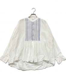 45R（フォーティファイブ・アール）の古着「バンドカラーギャザー刺繍ブラウス」｜ホワイト