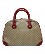 CELINEセリーヌ）の古着「マカダム柄ボストンバッグ」｜ベージュ×レッド