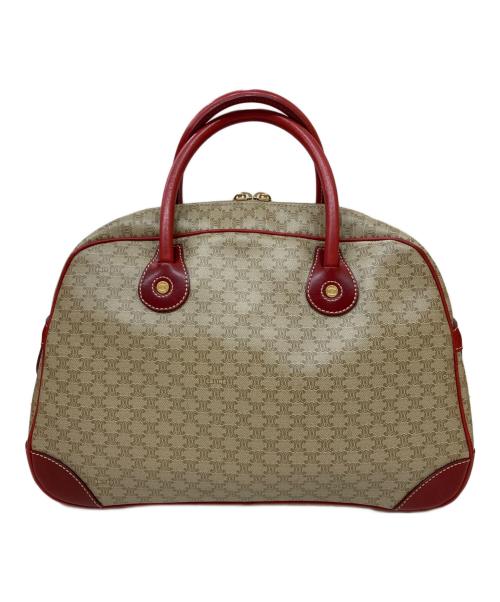 CELINE（セリーヌ）CELINE (セリーヌ) マカダム柄ボストンバッグ ベージュ×レッドの古着・服飾アイテム