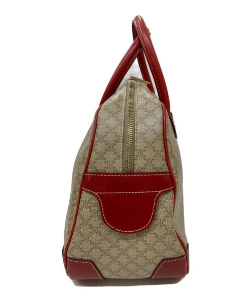 CELINE（セリーヌ）CELINE (セリーヌ) マカダム柄ボストンバッグ ベージュ×レッドの古着・服飾アイテム