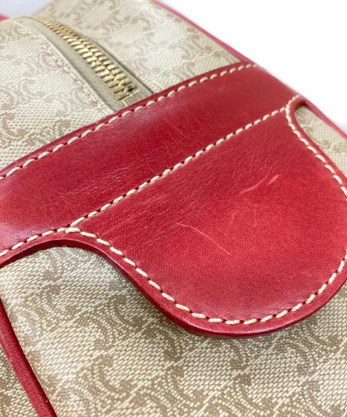 CELINE（セリーヌ）CELINE (セリーヌ) マカダム柄ボストンバッグ ベージュ×レッドの古着・服飾アイテム