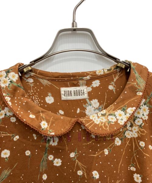 PINK HOUSE（ピンクハウス）PINK HOUSE (ピンクハウス) 小花柄ブラウスワンピース ブラウン サイズ:freeの古着・服飾アイテム