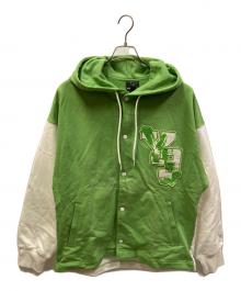 Y-3（ワイスリー）の古着「Logo Varcity-style Hoodie」｜ホワイト×グリーン