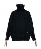 BLUE LABEL CRESTBRIDGEブルーレーベルクレストブリッジ）の古着「リボンタートルネックセーター」｜ブラック
