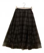 BLUE LABEL CRESTBRIDGEブルーレーベルクレストブリッジ）の古着「チェックチュールスカート」｜ブラック