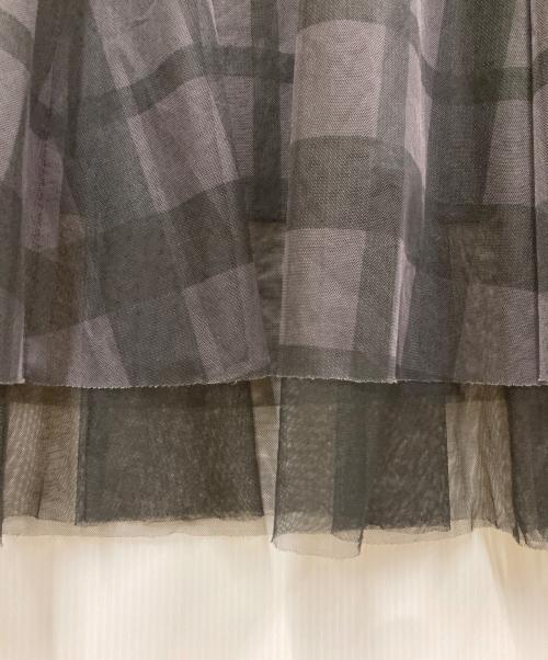 BLUE LABEL CRESTBRIDGE（ブルーレーベルクレストブリッジ）BLUE LABEL CRESTBRIDGE (ブルーレーベルクレストブリッジ) チェックチュールスカート ブラック サイズ:Mの古着・服飾アイテム