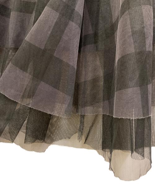 BLUE LABEL CRESTBRIDGE（ブルーレーベルクレストブリッジ）BLUE LABEL CRESTBRIDGE (ブルーレーベルクレストブリッジ) チェックチュールスカート ブラック サイズ:Mの古着・服飾アイテム