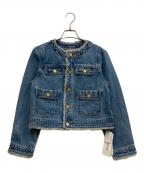 Lily Brownリリーブラウン）の古着「25AW ノーカラークラシカルデニムジャケット」｜インディゴ