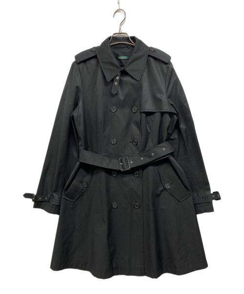 LAUREN RALPH LAUREN（ローレンラルフローレン）LAUREN RALPH LAUREN (ローレンラルフローレン) 裏地スカーフ柄トレンチコート ブラック サイズ:Lの古着・服飾アイテム