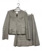 AMACAアマカ）の古着「ウールチェックノーカラーセットアップ」｜グレー