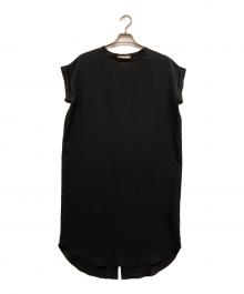 BEARDSLEY（ビアズリー）の古着「ストレッチジョーゼットフレンチワンピース」｜ネイビー