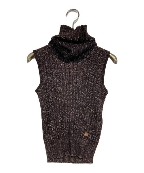CHANEL（シャネル）CHANEL (シャネル) ノースリーブココマークタートルネックニット ブラウン サイズ:38の古着・服飾アイテム