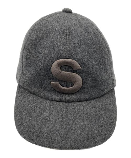 sacai（サカイ）sacai (サカイ) 22AW Sロゴ ウールメルトン 6パネル キャップ グレーの古着・服飾アイテム