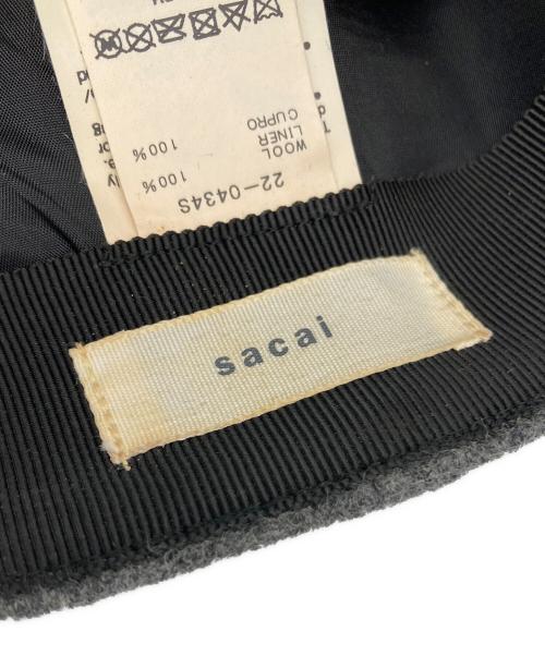 sacai（サカイ）sacai (サカイ) 22AW Sロゴ ウールメルトン 6パネル キャップ グレーの古着・服飾アイテム
