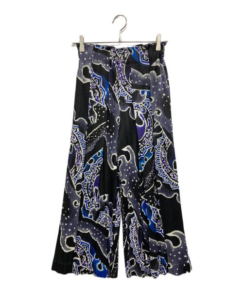 PLEATS PLEASE（プリーツプリーズ）PLEATS PLEASE (プリーツプリーズ) 総柄プリーツパンツ ブラック×パープル サイズ:2の古着・服飾アイテム