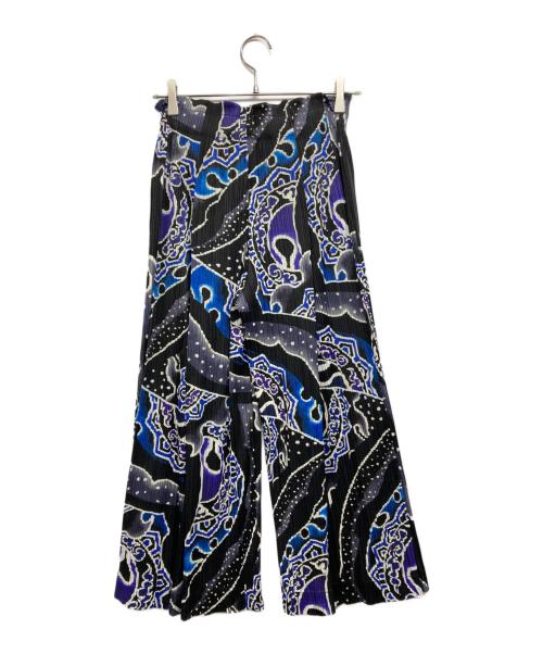 PLEATS PLEASE（プリーツプリーズ）PLEATS PLEASE (プリーツプリーズ) 総柄プリーツパンツ ブラック×パープル サイズ:2の古着・服飾アイテム