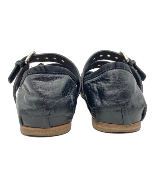 MIU MIU（ミュウミュウ）MIU MIU (ミュウミュウ) ダブルストラップリボンバレエパンプス ブラック サイズ:36の古着・服飾アイテム