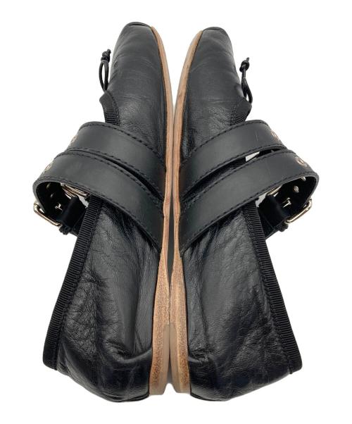 MIU MIU（ミュウミュウ）MIU MIU (ミュウミュウ) ダブルストラップリボンバレエパンプス ブラック サイズ:36の古着・服飾アイテム