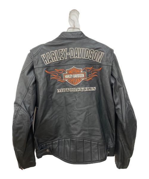 HARLEY-DAVIDSON（ハーレーダビッドソン）HARLEY-DAVIDSON (ハーレーダビッドソン) ロゴ刺繍ライダースジャケット ブラック サイズ:Mの古着・服飾アイテム