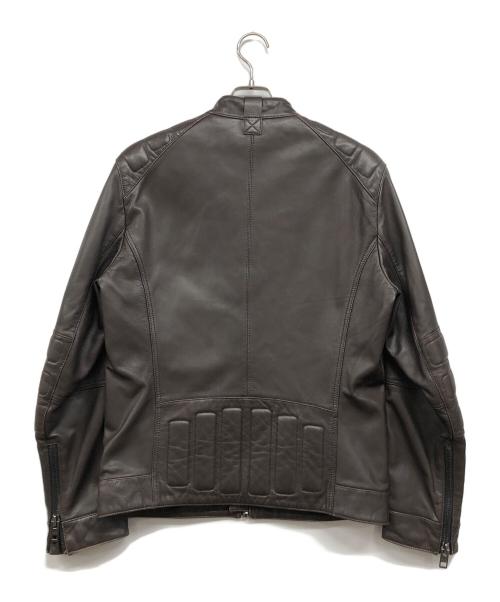 BOSS HUGO BOSS（ボス ヒューゴボス）BOSS HUGO BOSS (ボス ヒューゴボス) ラムレザージャケット ブラウン サイズ:48の古着・服飾アイテム