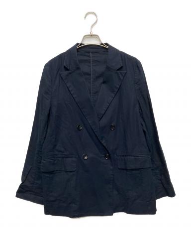 【新品】SLOBE IENA リネンコットンダブルブレストジャケット 紺 中古・古着通販】SLOBE IENA (スローブ イエナ) リネンコットンダブル
