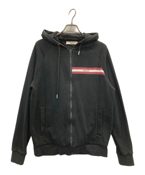 BALLY（バリー）BALLY (バリー) ロゴラインプリントジップパーカー ブラック サイズ:US36の古着・服飾アイテム