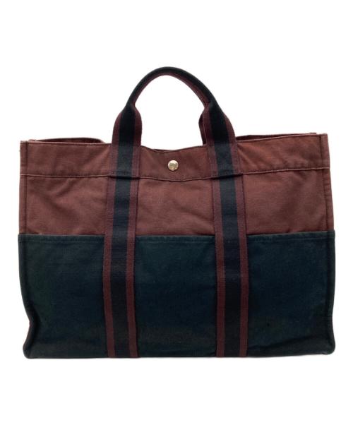 HERMES（エルメス）HERMES (エルメス) バイカラードーヴィルMM ネイビー×ブラウンの古着・服飾アイテム