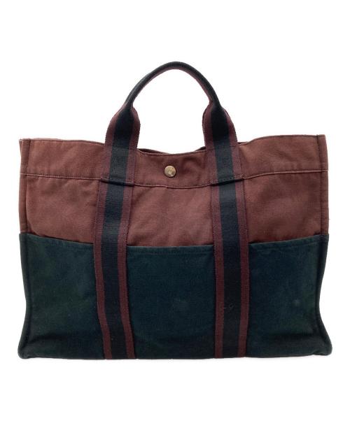 HERMES（エルメス）HERMES (エルメス) バイカラードーヴィルMM ネイビー×ブラウンの古着・服飾アイテム