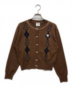 Snidel×HELLO KITTYスナイデル×ハローキティ）の古着「アーガイルカーディガン」｜ブラウン