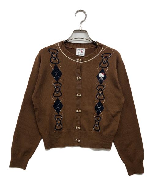 Snidel（スナイデル）Snidel (スナイデル) HELLO KITTY (ハローキティ) アーガイルカーディガン ブラウン サイズ:Freeの古着・服飾アイテム
