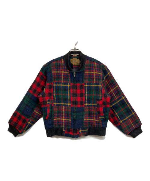WOOLRICH（ウールリッチ）WOOLRICH (ウールリッチ) パッチワークウールブルゾン レッド サイズ:Mの古着・服飾アイテム