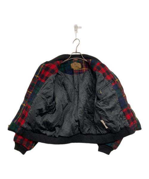WOOLRICH（ウールリッチ）WOOLRICH (ウールリッチ) パッチワークウールブルゾン レッド サイズ:Mの古着・服飾アイテム