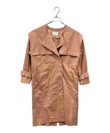 COEL（コエル）の古着「ノーカラーコート」｜ピンク