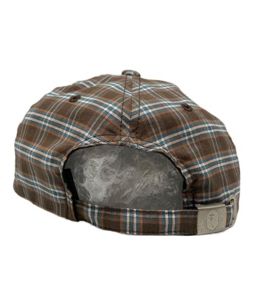 A BATHING APE（ア ベイシング エイプ）A BATHING APE (ア ベイシング エイプ) CHECK APPLIQUE PANEL CAP ブラウンの古着・服飾アイテム
