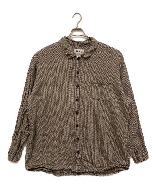 FLAX（フラックス）FLAX (フラックス) リネンチェックシャツ ベージュ サイズ:Lの古着・服飾アイテム