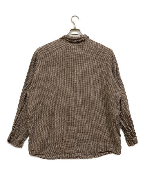 FLAX（フラックス）FLAX (フラックス) リネンチェックシャツ ベージュ サイズ:Lの古着・服飾アイテム