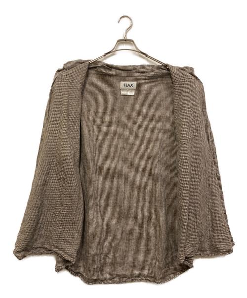 FLAX（フラックス）FLAX (フラックス) リネンチェックシャツ ベージュ サイズ:Lの古着・服飾アイテム