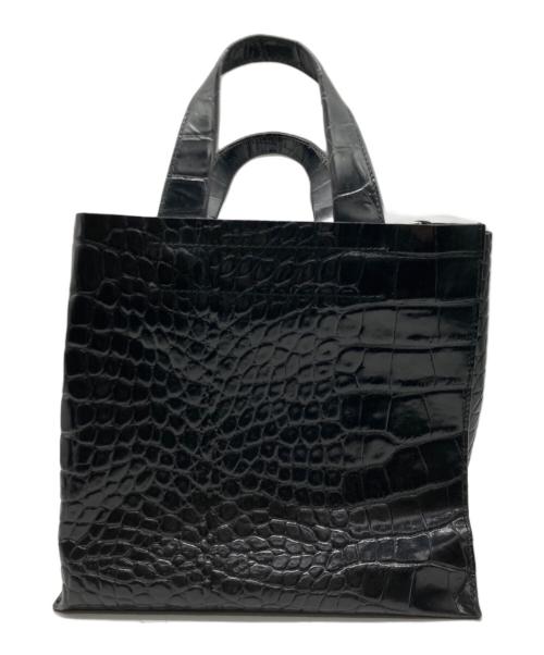 FURLA（フルラ）FURLA (フルラ) クロコ型押しハンドバッグ ブラックの古着・服飾アイテム