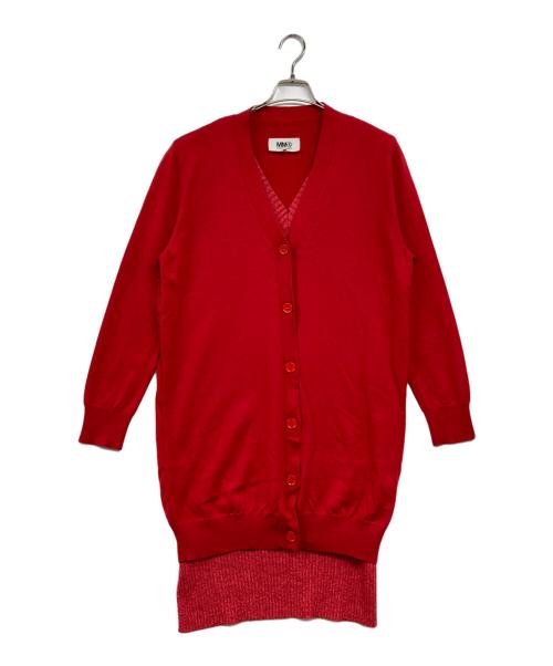 MM6 Maison Margiela（エムエムシックスメゾンマルジェラ）MM6 Maison Margiela (エムエムシックスメゾンマルジェラ) レイヤードロングカーディガン レッド サイズ:Mの古着・服飾アイテム