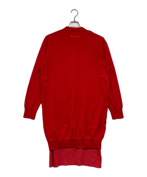 MM6 Maison Margiela（エムエムシックスメゾンマルジェラ）MM6 Maison Margiela (エムエムシックスメゾンマルジェラ) レイヤードロングカーディガン レッド サイズ:Mの古着・服飾アイテム